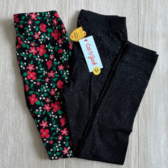 Cat & Jack Other - Cat & Jack Kids Floral and Black sparkle Legging Set
